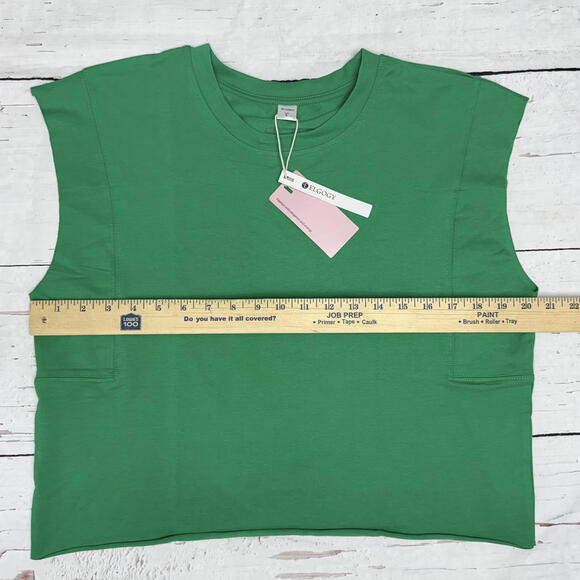 NWT ELGOGY Muscle Tee Cotton Blend Green Size L Minimalist Street - Picture 4 of 8